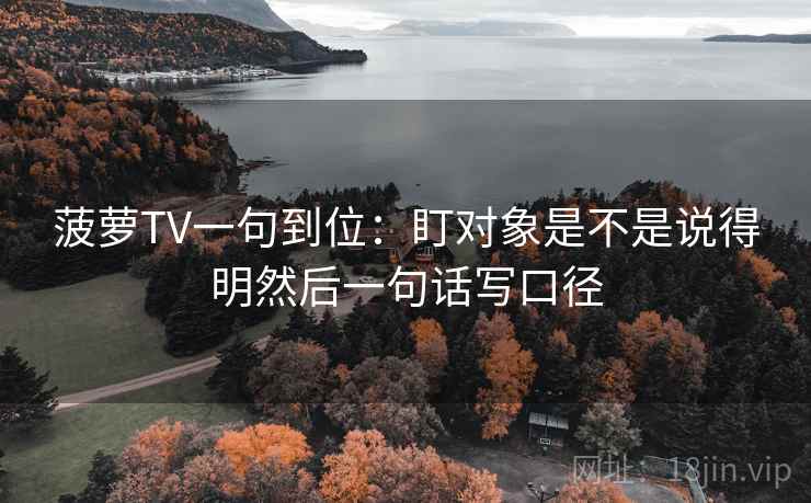 菠萝TV一句到位：盯对象是不是说得明然后一句话写口径